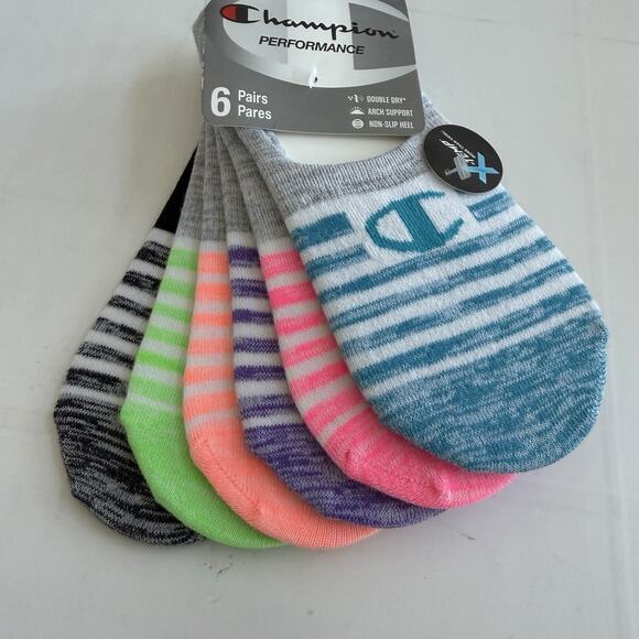 New CHAMPION (12 Pairs) Performance Liner Socks Women's Size 5-9 Striped - Picture 5 of 5